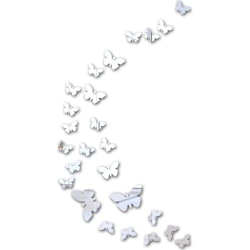 JM005 Butterfly crystal mirror wall paste acrylic three-dimensional wall paste living room bedroom decoration hot sale