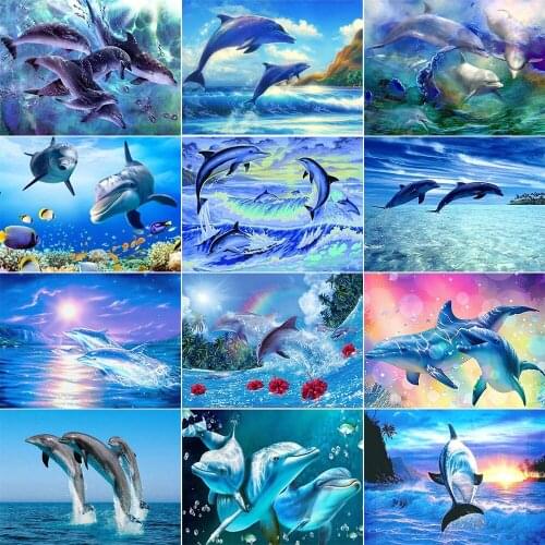 XUEQIXIAOZU Full Round dolphin Diamond embroidery 5D DIY Diamond painting Diamond mosaic painting Home decoration gifts New
