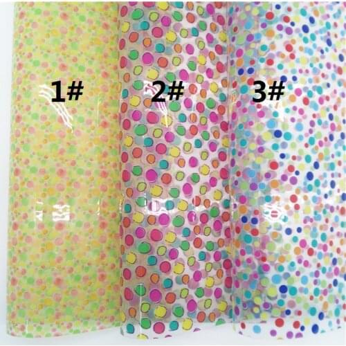 LEOsyntheticoDIY JELLY Transparent TUP Leather with Printed Candy Colors Polka dots Vinil For DIY Bows 21X29CM 6S27B