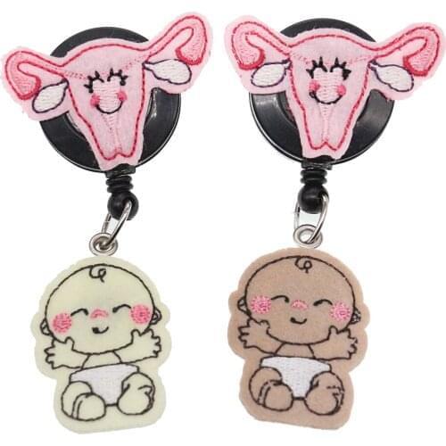 Medical Cute Felt Womb and Baby Shape ID Badge reel holder for id card and working badge