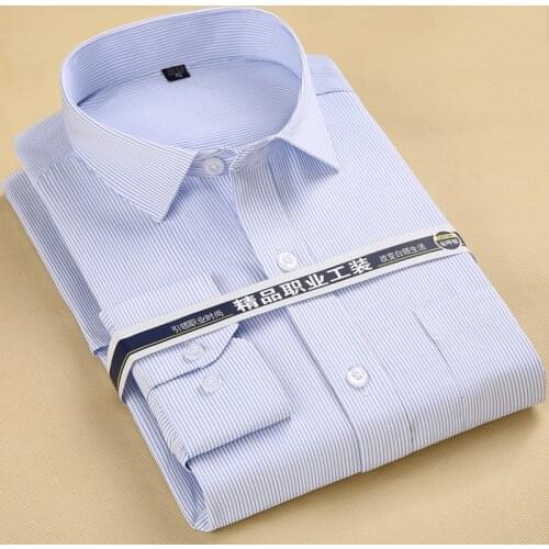 2020 New Brand Men Shirt Fit Striped Business Formal Shirt Long Sleeve Mens Dress Shirts Plus Size Office Work Male Tops 7XL