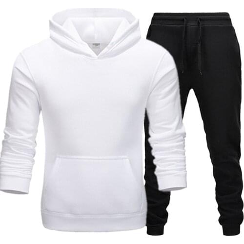 Men winter fleece tracksuit male suit Sweatshirt set Casual Hoodies men Jogger fashion Brand pullover black sports suit