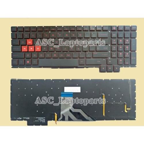 New US English QWERTY Keyboard For HP OMEN 15-ce198wm 15-ce199nr 15-ce011dx 15-ce013dx Red Printing, with Red BACKLIT