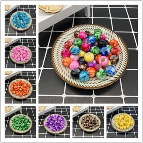 New 30pcs 12x10mm Big Hole Round Acrylic Beads for Jewelry Making DIY Accessory