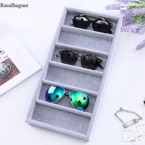 Brand New Gray Velvet Glasses Cases For Mens Womens Sunglasses Display Box Sunglasses Display Props Jewelry Organizer Tray