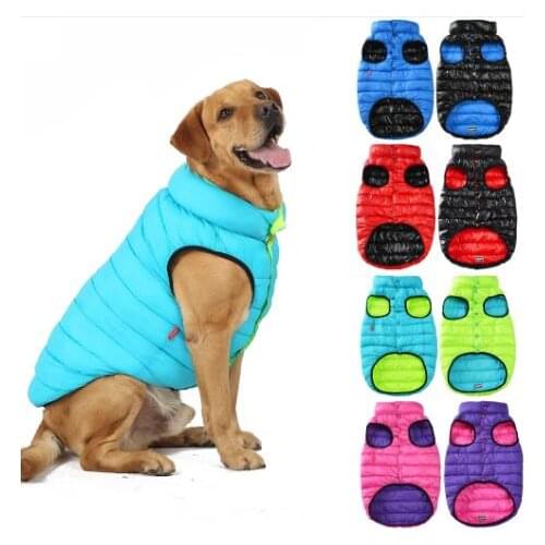 Pet Dog Clothes Both Sides Wear Jacket Vest Waterproof Windproof Dog Coat Outdoor Down Padded Jacket clothes for pets