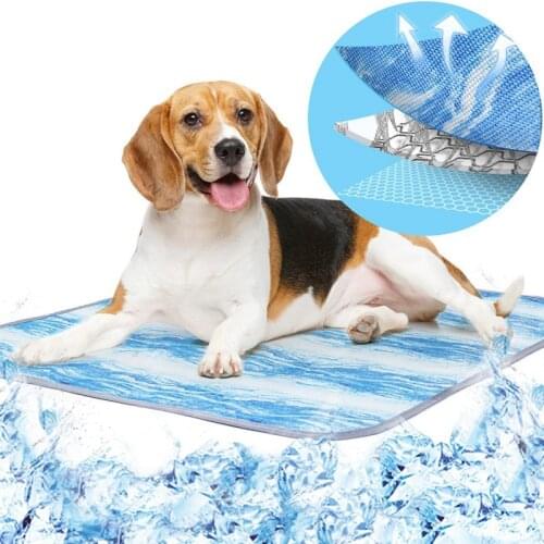 Summer Cooling Dog Mat Breathable Pet Mat Sofa Portable Dogs Cats Pet Pad Washable Blanket Cold Silk Cushion Marble Cool Pad SML