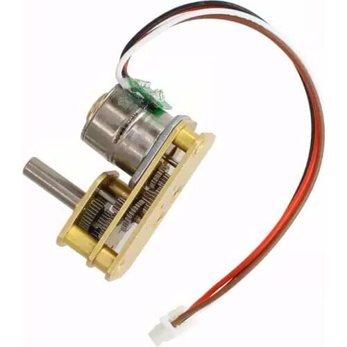 GM24-10BJ DC 5V-12V Precision Full Metal Gearbox Gear Stepper Motor 2-phases 4-wires 7-shaped Flipped Output Shaft 40 Ohms