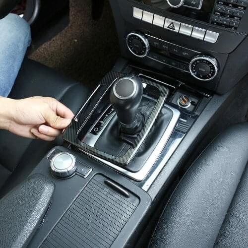 Carbon Fiber Style ABS Car Interior Gear Shift Panel Trim for Mercedes Benz C Class GLK W204 2007-2013 LHD Vehicles Accessories