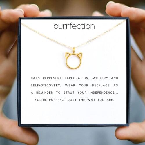 IcareU Simple Cat Hollow Animal Pendant Necklace For Women Gold Choker Jewelry Short Chain Gift Box Valentines Day Wholesale