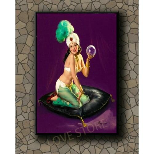P198 Vintage Beautiful Pin-up Girl Classic Picture 322 Silk Fabric Poster Art Decor Indoor Painting Gift