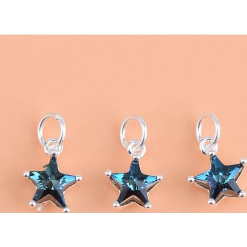 S925 sterling silver creative accessories austrian crystal fantasy pentagram star pendant pendant hand beaded