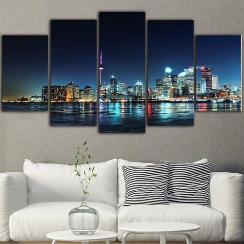 Canvas Prints Poster Shanghai Home Decoration Night View Painting Wall Art City Landscape Picture Modular Living Room Framework