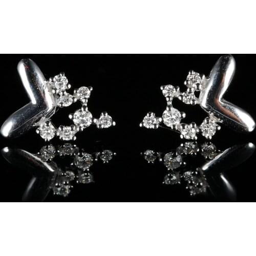 BAIHE 0.21ct SI/H Full Cut Natural Diamonds Solid 14k White Gold Engagement Gift Party Diamond Stud Earrings for Women