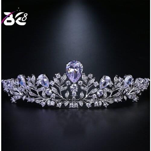Be 8 Cubic Zirconia Wedding Hair Accessories Tiaras and Crowns Bridal Pageant Royal Party Women Hair Jewelry Tiara De Noiva H103