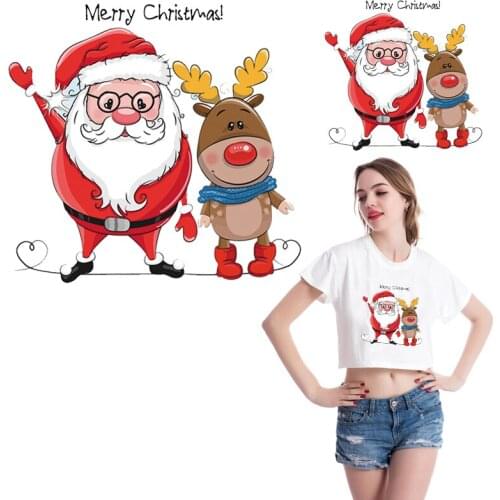 Pulaqi Cute Santa Claus Patches For Clothing Iron On Transfer Thermal Stickers On Clothes Lovely Clothing Christmas Applique DIY
