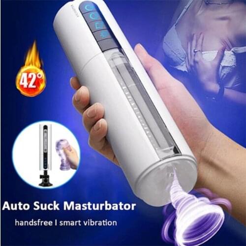 Aircraft cup intelligent voice heat blowjob sucking sex machine male masturbators cup artificial vagina real adult toys pussy