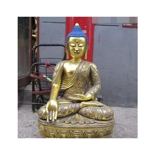 Xd 002651 30" Nepal Folk temple Bronze Copper Gild Eight treasures Sakyamuni Buddha Statue