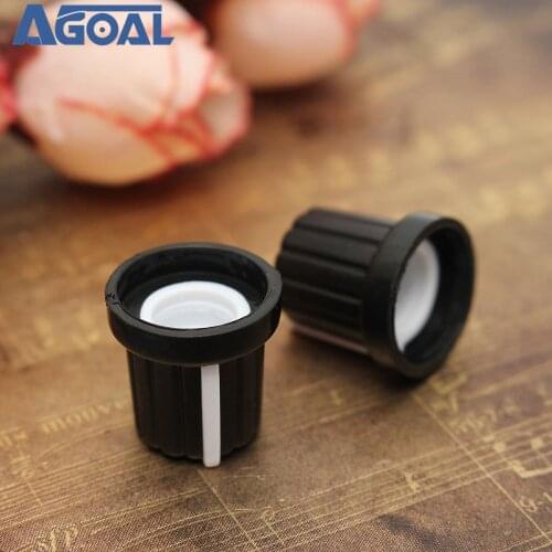 10Pcs/lot 6mm Shaft Hole Dia Plastic Threaded knurled Potentiometer Knobs Caps