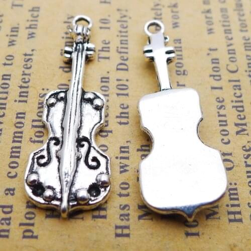 10 Pieces 11*32mm Antique Silver Color Mixed Alloy Guitar Charms Music Mark Pendant For DIY Jewelry Making