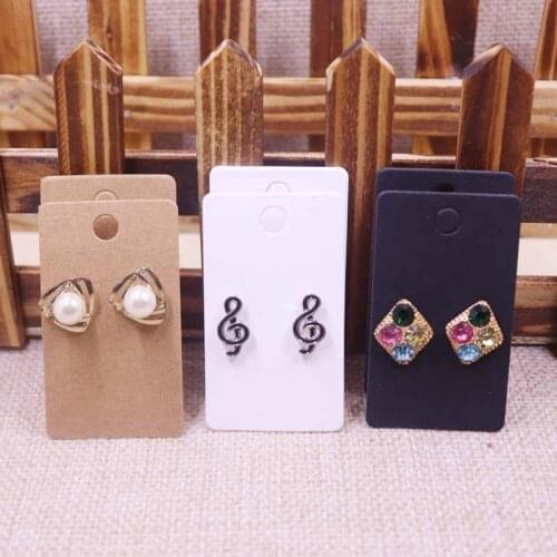100 pcs Earring Card 60x35mm 300gsm paper cardboard Kraft/White/Black Wholesale Free Shipping Can Custom Logo Cost Extra