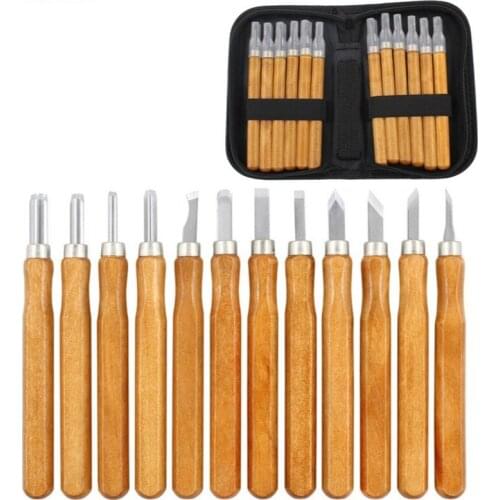12Pcs DIY Woodcut Knife Sculpture Wood Carving Tools Woodworking Hobby Arts Crafts Cutter Graver Sculpt Pottery Ceramic Clay