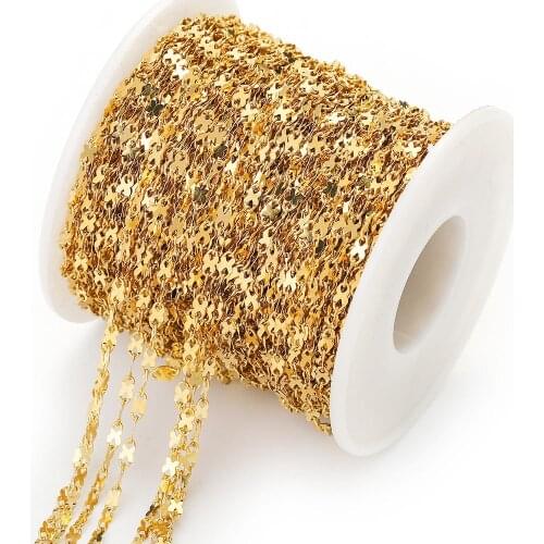 2M Gold Stainless Steel Flat Oval Lip-shape Water-wave Infinite Symbol Chain for Pendant Necklace DIY Jewelry Making Findings