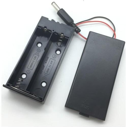 20pcs/lot Battery Case 2 Slots For 2 x 18650 7.4V Batteries Holder Storage Box With 5.5x2.1mm DC Plug ON/OFF Switch Wire Leads