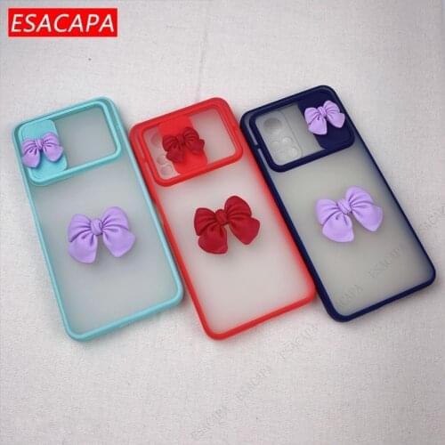 3D Red Bow Phone Case For Xiaomi 10T Lite Redmi K40 Pro Slide Camera Lens Protection Shockproof Cover For Xiaomi Mi 11i 11X Pro