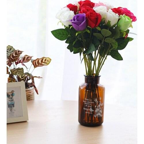 7CM 1PCS Romantic Rose Artificial Flower DIY Red White Silk Fake Flower for Party Home Wedding Decoration Valentines Day