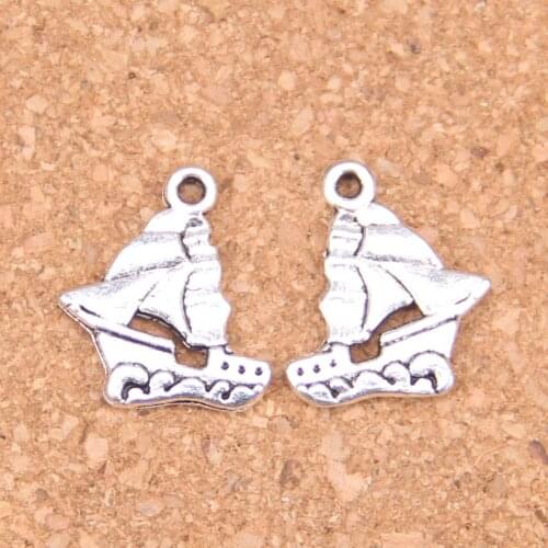 80pcs Charms double sided ship boat 20x18mm Antique Pendants,Vintage Tibetan Silver Jewelry,DIY for bracelet necklace