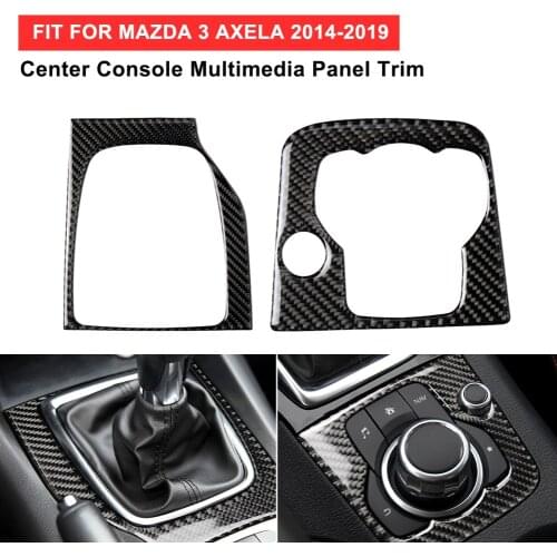 ABS Center Console Multimedia Panel Trim Car Stickers For Mazda 3 Axela 2013 - 2019 Carbon Fiber Black Car-Styling Decorations