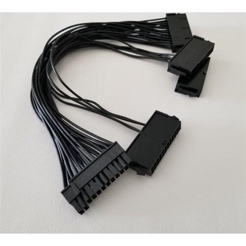 ATX 24Pin Quad 4 PSU Power Supply Starter motherboard adapter cable 18AWG Wire for BTC Miner Machine RIG 30cm