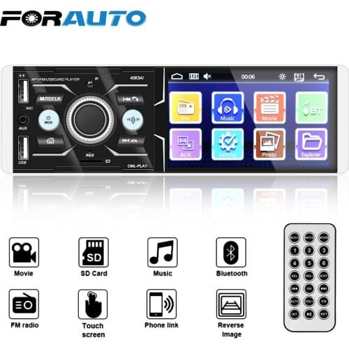 Car MP5 Video FM Radio Player Multimedia Bluetooth 4.2 Voice Control 4.1'' Touchscreen USB Charger DC 12V Autoradio Stereo Audio