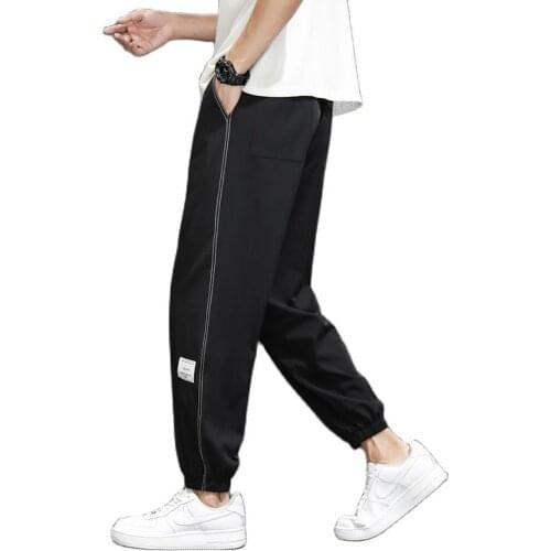 2021 Summer ice Silk Nine Minute Pants For Men loose and Quick Dry Pants For Korean Fashion Youth Breathable Thin Casual Pants