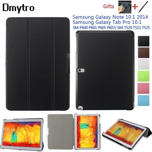 For Samsung Galaxy Note 10.1 2014 edition P600 P601 P605 P607 Tab Pro T520 T525 Tablet Smart PU Leather Cover Case Free Pen+Film