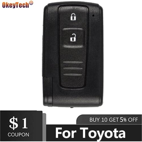 OkeyTech 2 Button Remote Blank Key Cover Case Shell Fob for Toyota Prius Corolla Verso Smart Card With Toy43 Blade Free Shipping
