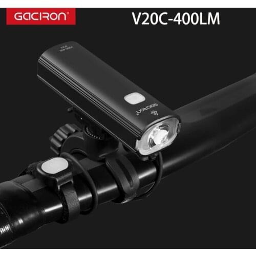 GACIRON Bike Headlight V20C-400LM Bicycle Light MTB Handlebar Front Lamp IPX4 Rainproof Cycling USB Rechargeable Flashlight