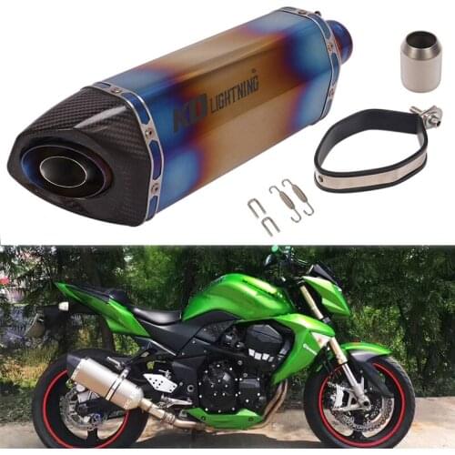 Blue Titanium Alloy 51mm Exhaust Tail Pipe Motorcycle Muffler with Removable DB Killer Escape 470mm Silencers Scooter Dirt Bike