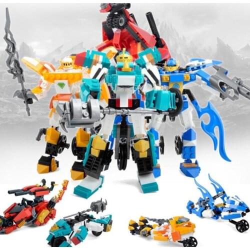 KAZI 4set/lot Robot Transformation Truck Car Vehicle Figures Building Blocks Bricks Gift Toys For Children