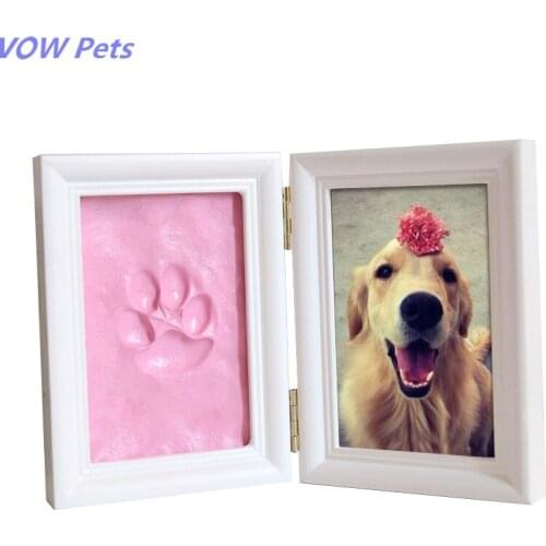 VOW Pets Footprints Pet Hand Inkpad Solid Wood Frame Wooden Hand Inkpad Suits DIY Custom Pet Baby Commemorative Album 2021