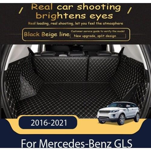 Leather Car Trunk Mat For Mercedes-Benz GLS Class 2016-2021 Cargo Liner Accessories Interior Boot