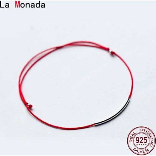 La Monada Red Thread For Hand 925 Sterling Silver Bracelet Red Thread String Rope Bracelets For Women Silver 925 Sterling Black