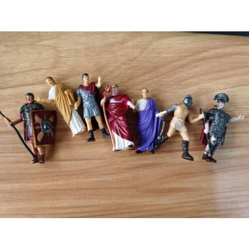 Pvc figure Mini miniature ancient European puppet Roman Emperor Gladiator Lady Caaesarr the Great model ornaments 7pcs/set
