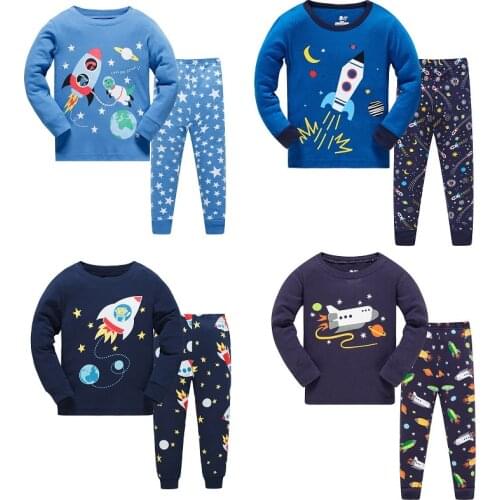 Fashion Children Autumn Pajamas Clothing Set Cartoon Boys Sleepwear Suits Kids Long Sleeves+Pant Children Home Clothes