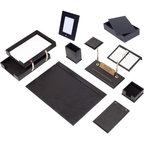With Black Leather Create Your Desk Set Desk Set Organizer Set Desk Accessories Office Accessories Office Organizer Desk Pad