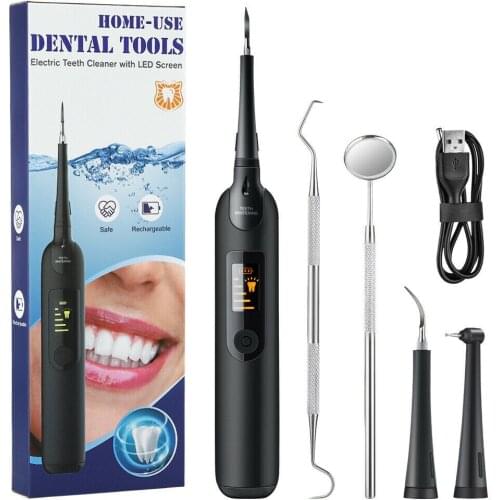Ultrasonic Tooth Cleaner Kit Teeth Whitening Accessories Electric Ultrasonic Dental Tartar Plaque Calculus Tooth Cleaner Kit Set
