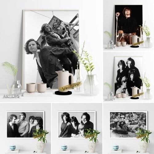 The Doors Rock Band Wall Picture Jim Morrison Celebrity Singer Poster Music Star Home Decor Vintage Photograph Black White Print