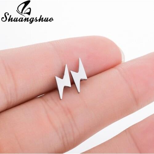 Shuangshuo New Ladies Minimalist Bolt Earrings Lighting Earrings for Women Accessories Geometric Stainless Steel Jewelry