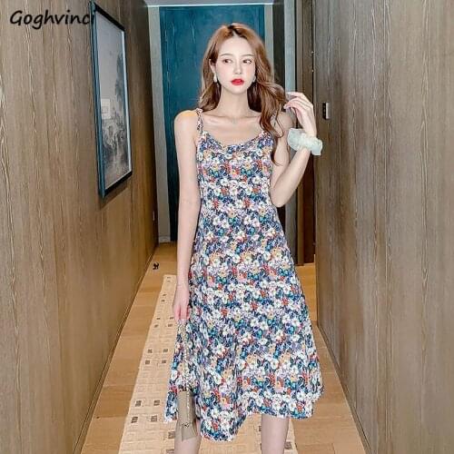 Dress Women Floral Spaghetti Strap 3-colors Holiday Leisure Street Popular Female Clothing Summer Comfortable Sundress Ladies